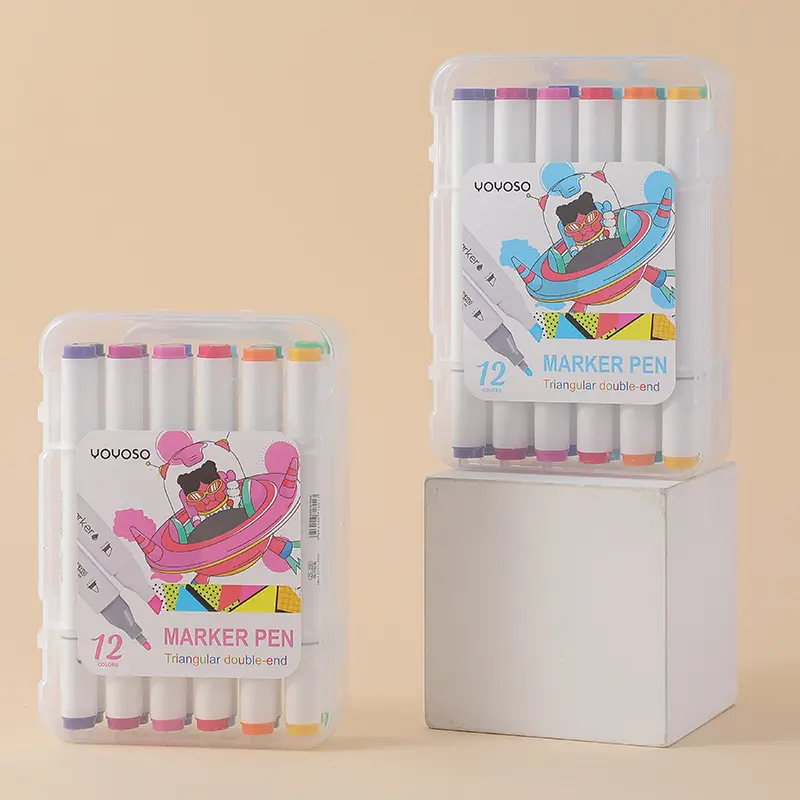 12 colors Triangle Lever Handy Box Doubl