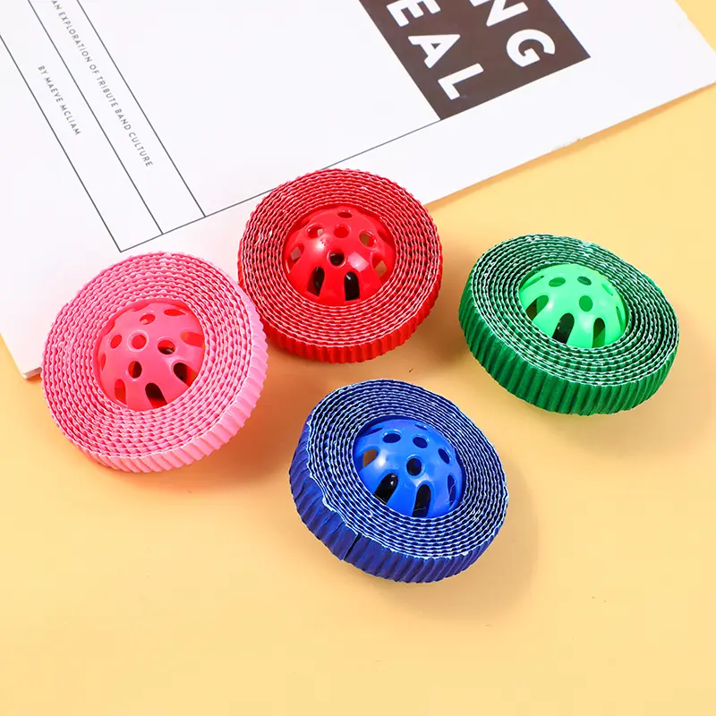 Colored corrugated plastic ball cat toy