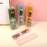 Fruit spoon, fork and straw cutlery set