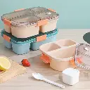 Square lunch box with three compartments