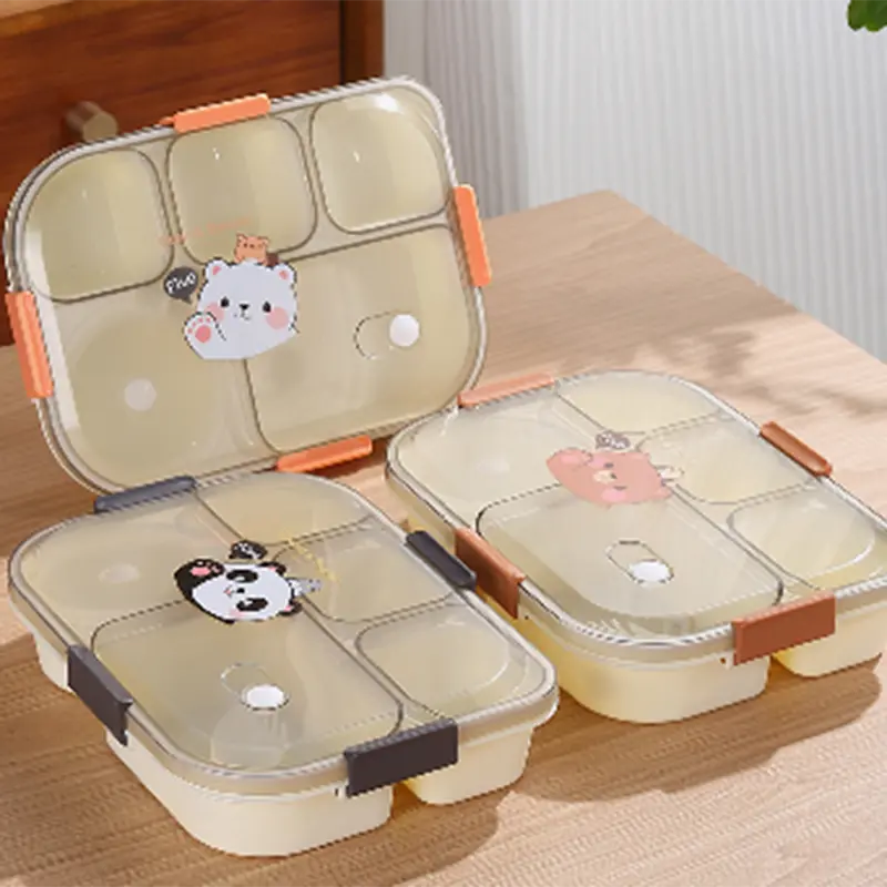 Rectangular lunch box with five compartm