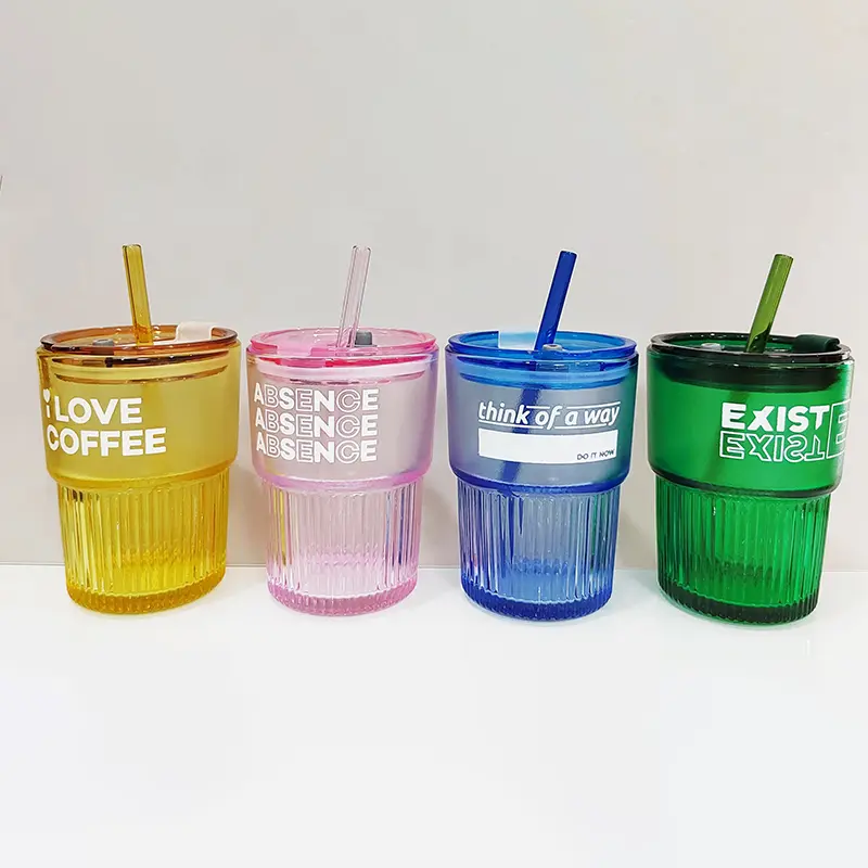 Colorful frosted bamboo joint style glas