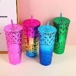 Double layer fish scale plastic cup-710m