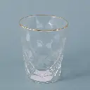 Mouth gold brim diamond shaped glass cup