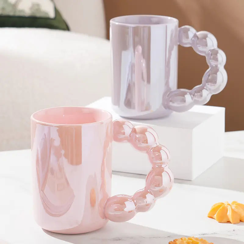 Pearl large handle ceramic cup -390ml