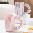 Pearl large handle ceramic cup -390ml