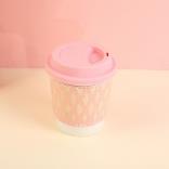 Rhombus leather case mug 300ml-pink