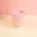 Rhombus leather case mug 300ml-pink