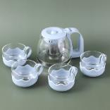Light luxury glass teapot set-blue