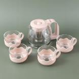 Light luxury glass teapot set-pink