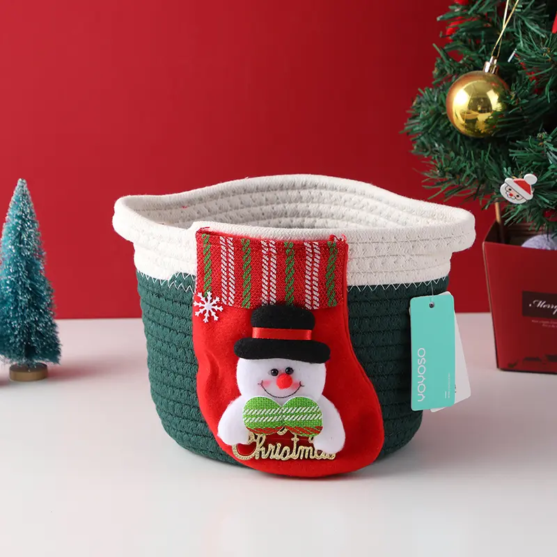 Christmas sock string storage bucket-gre