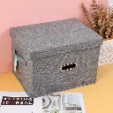 Cotton and linen storage box with lid-M