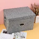 Cotton and linen storage box with lid-L