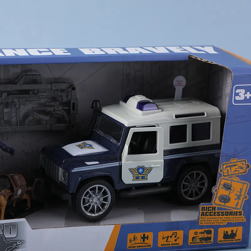 Police toy set inertial vehicle with lig