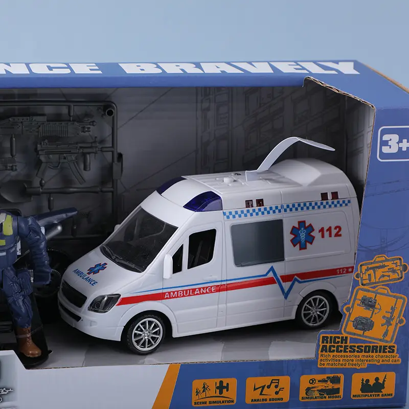 Police toy set pull-back vehicle with li