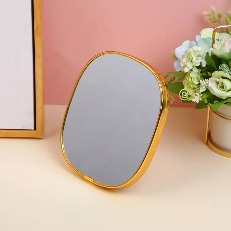 Simple wooden round table mirror with me
