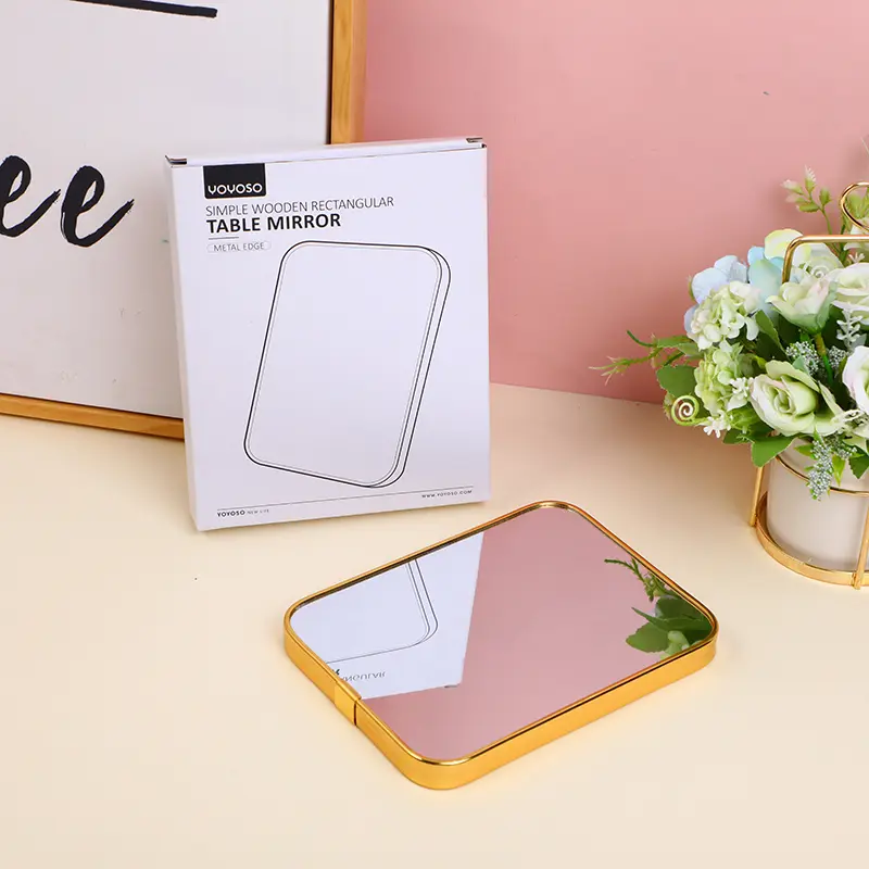 Simple wooden rectangular table mirror w