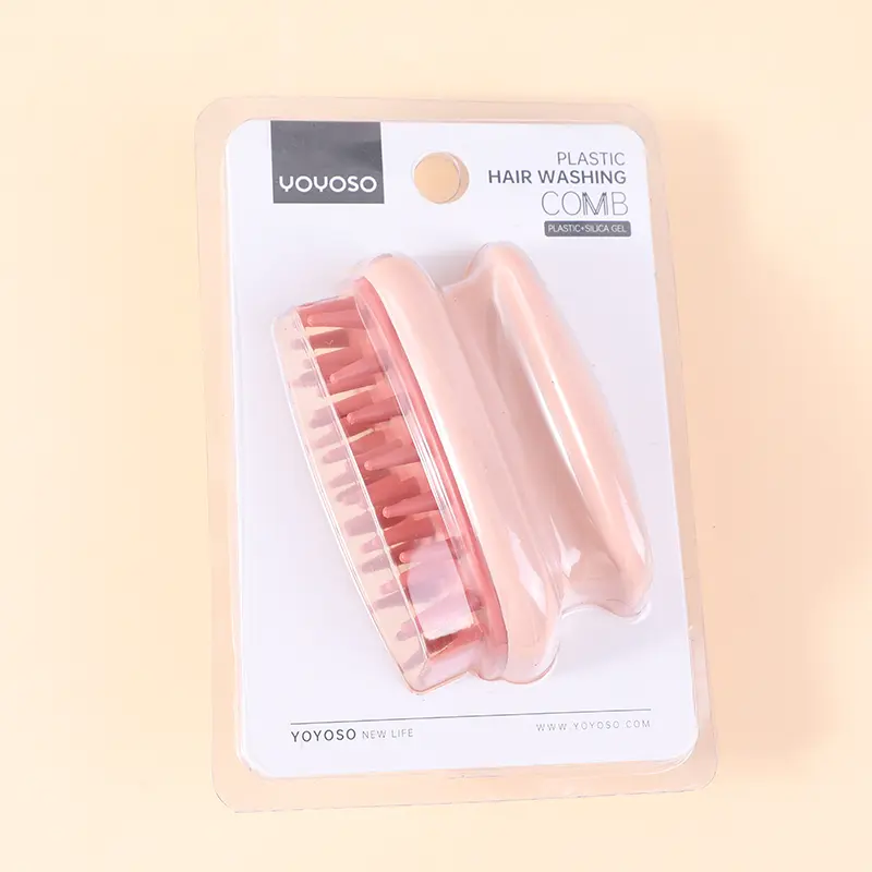 Plastic hair washing comb-pink