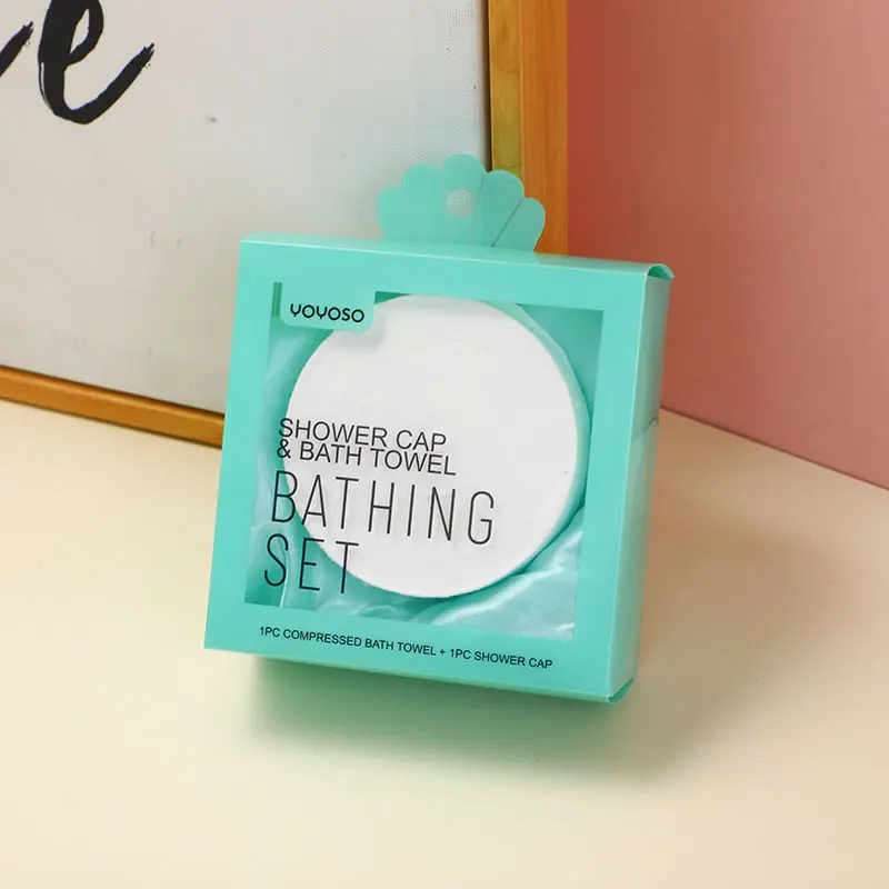 Shower cap and bath towel bathing set