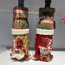 Plaid cartoon Christmas wine bottle cove