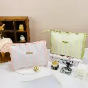 Portable striped green makeup bag  -medi