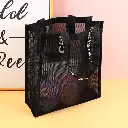 Black mesh beach bag with knitted should