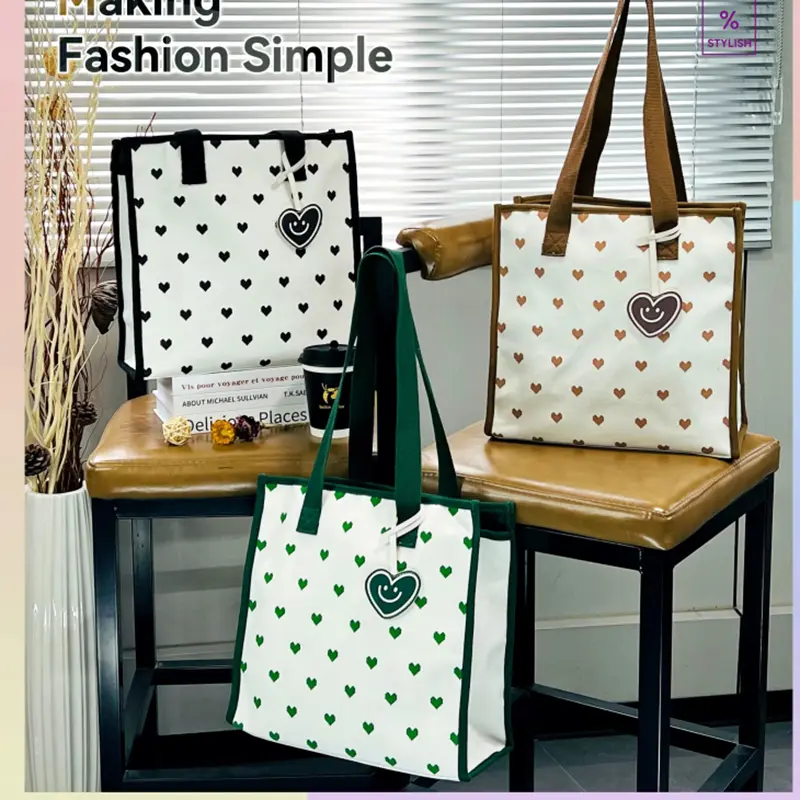 Heart to heart series coated tote bag-No