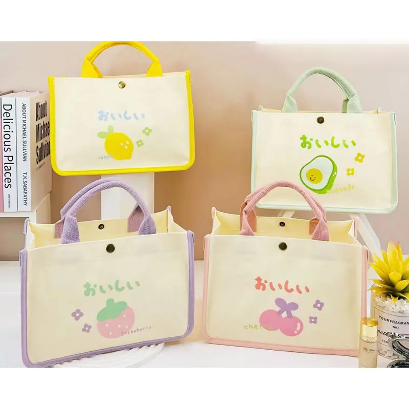 Horizontal canvas tote bag (sweet fruit 