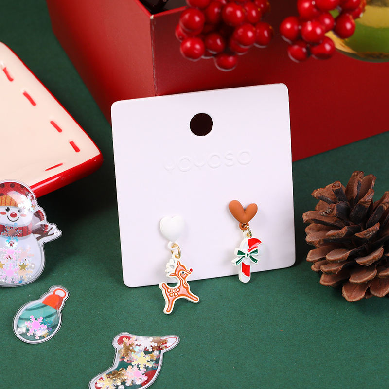 Christmas series elk and cane stud earri