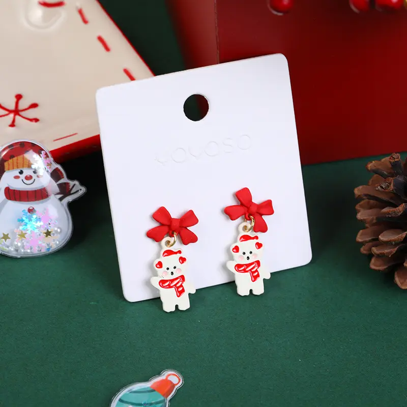 Christmas series scarf bear stud earring