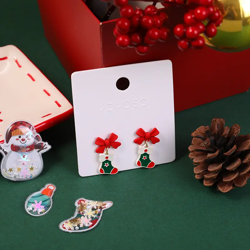 Christmas series green socks stud earrin
