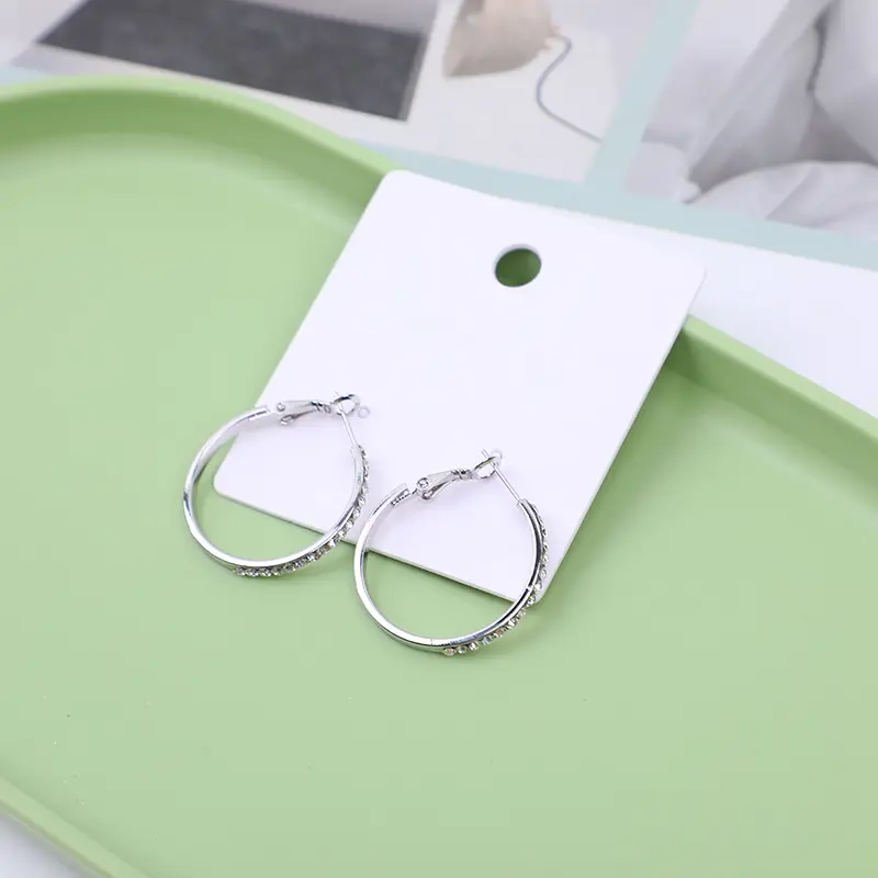 Half zircon hoop earring