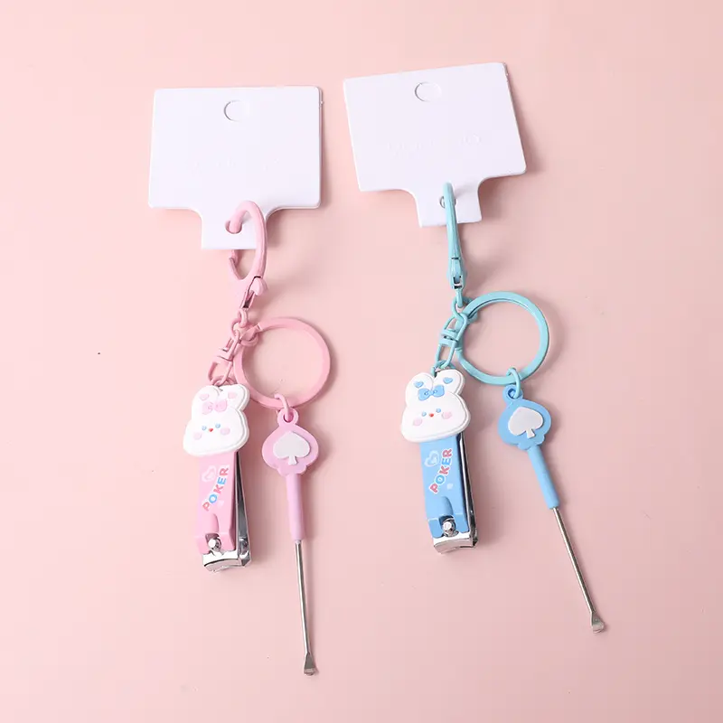 Rabbit nail clippers & ear pick key chai
