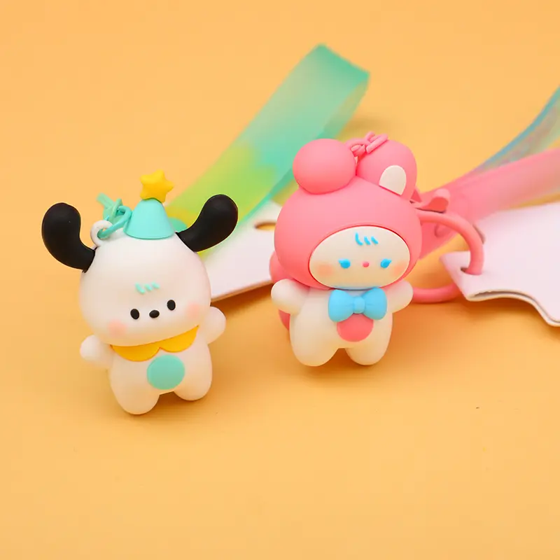 Cute series key chain with rope-spinning