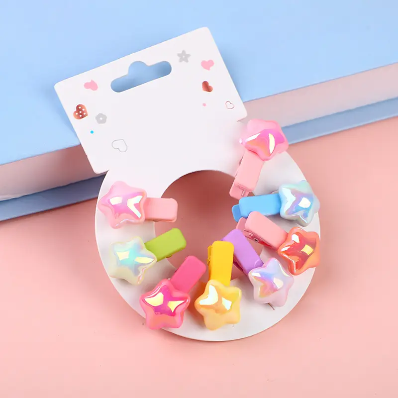 Colourful pentagram small hair clip-8pcs