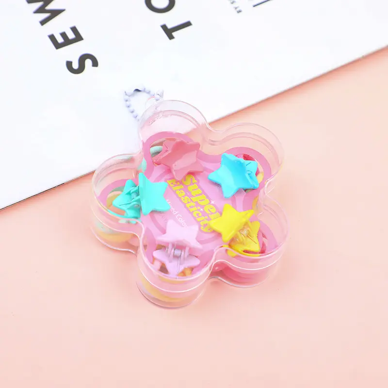 Flower box terry hair tie and hair claw 