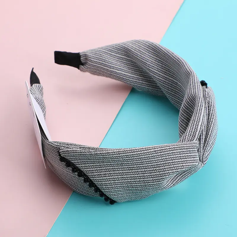 Simple checkered fabric hair band-4