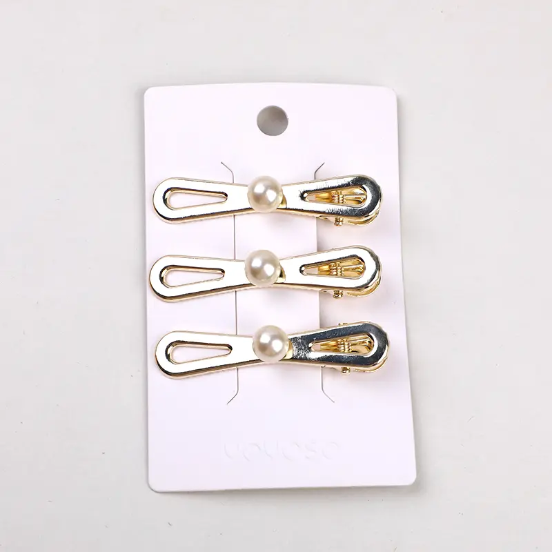 Pearl rabbit alloy hair clip-3pcs