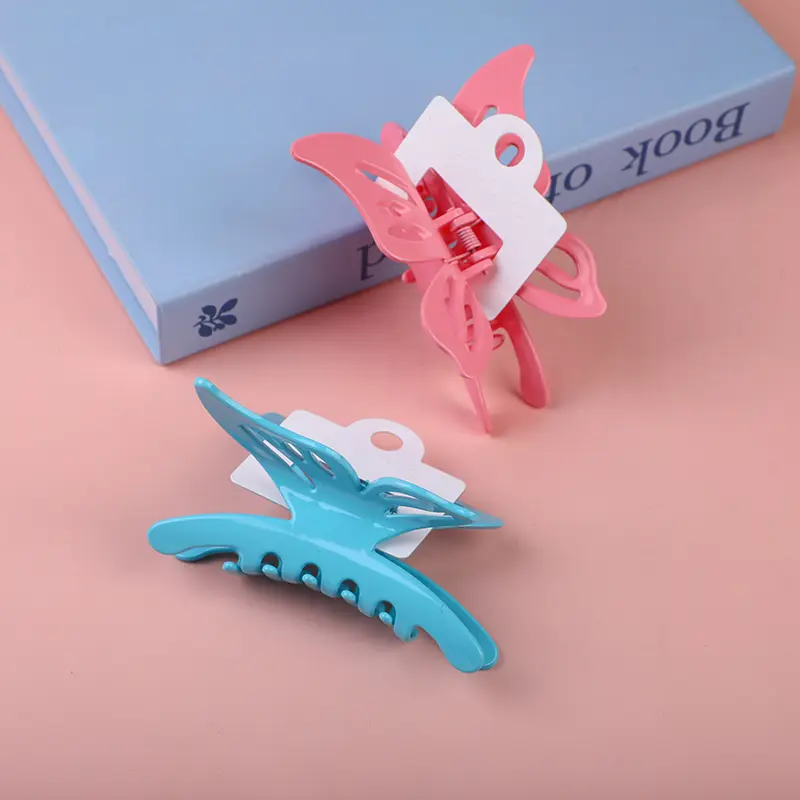 Solid color butterfly acrylic hair claw 