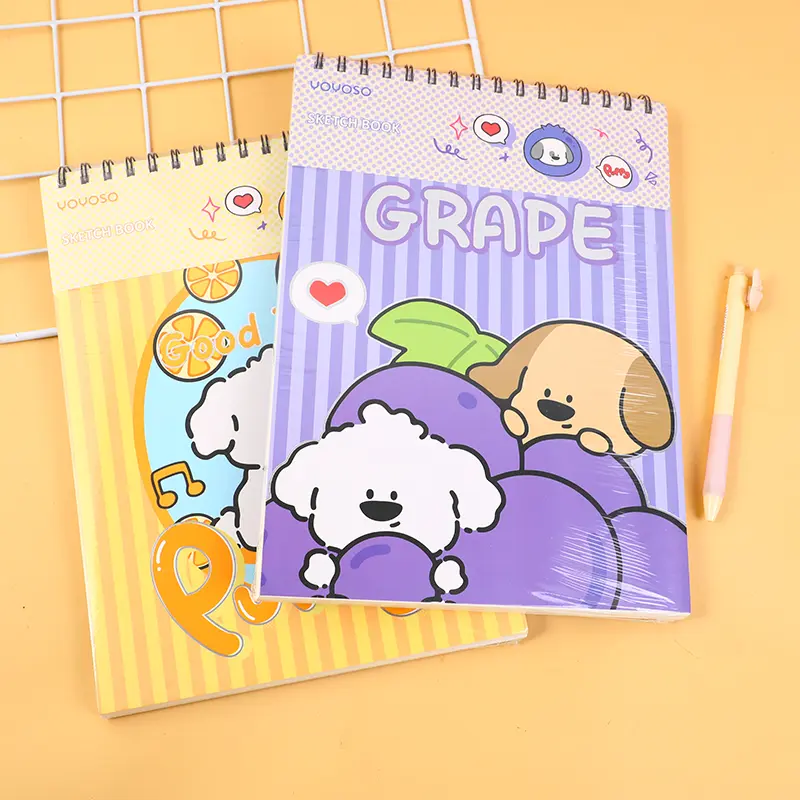 Colourful fruity papi dog sketch book A4