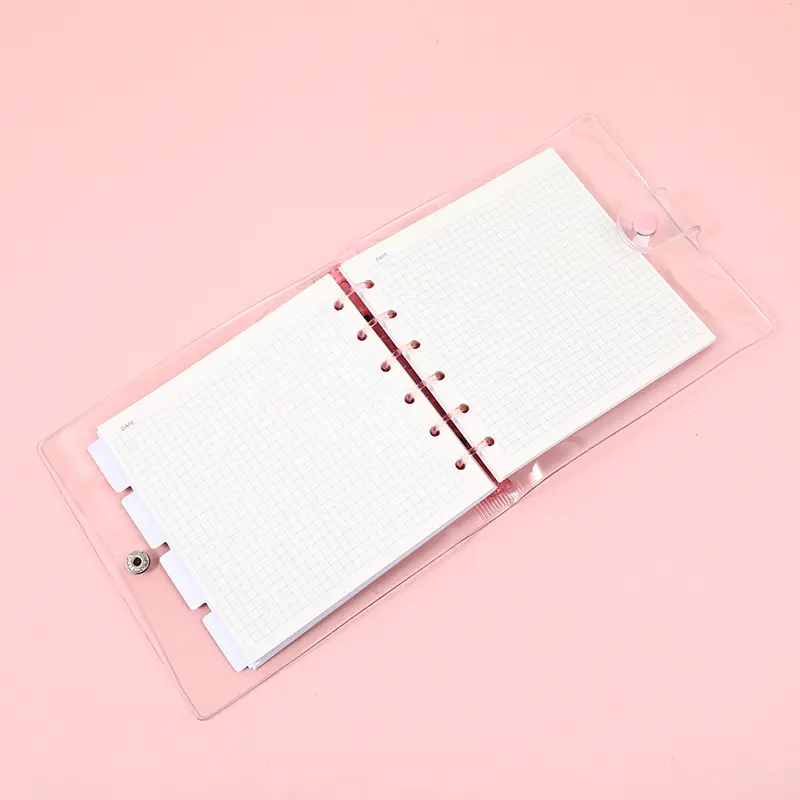 Square loose-leaf coil notebook - pink a