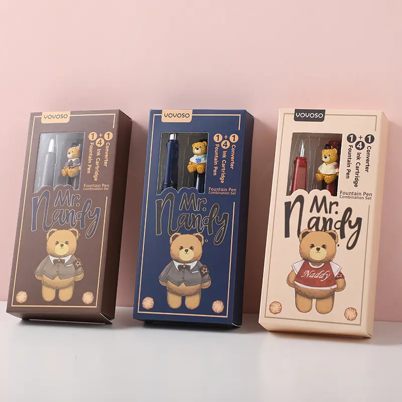 Nandy bear fountain pen set with 4 ink s