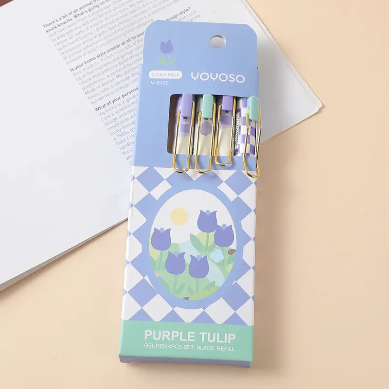 Purple tulip  gel pen 4pcs set- black re
