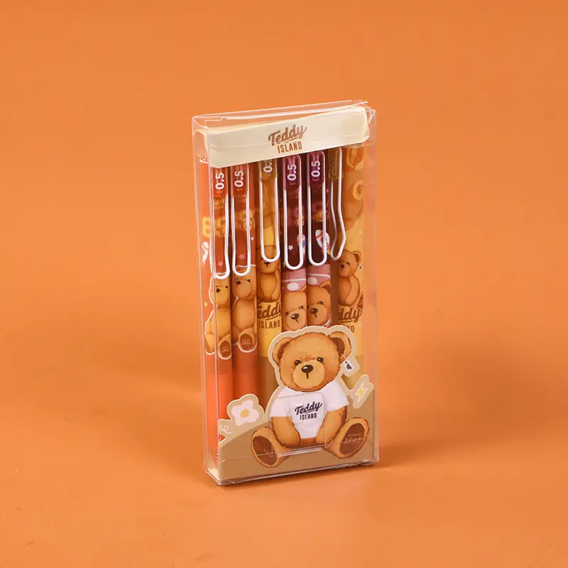 TEDDY ISLAND series gel pen 6pcs-blue