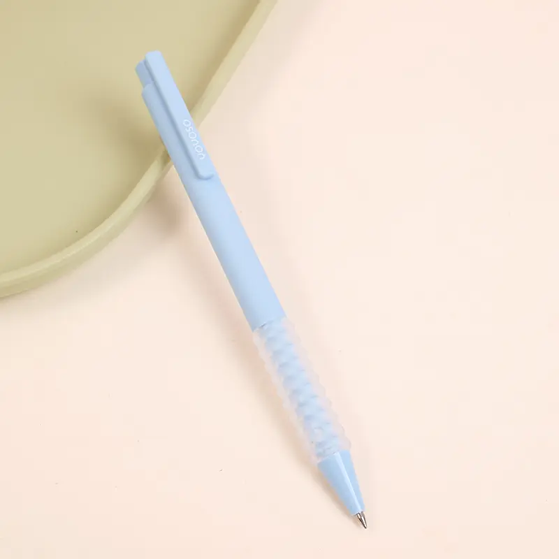 Soft grip light blue simple gel pen 0.5m