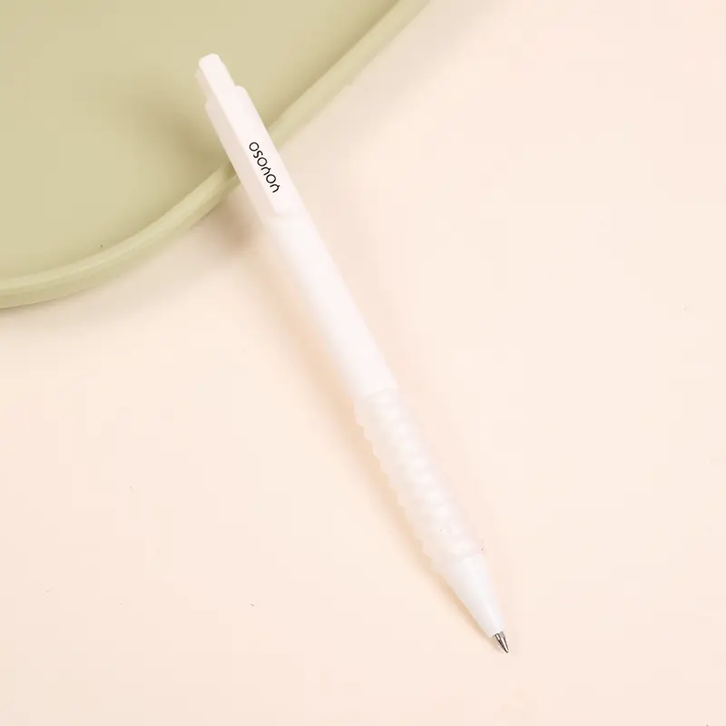 Soft grip white simple gel pen 0.5mm-bla