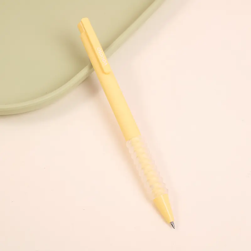 Soft grip yellow simple gel pen 0.5mm-bl