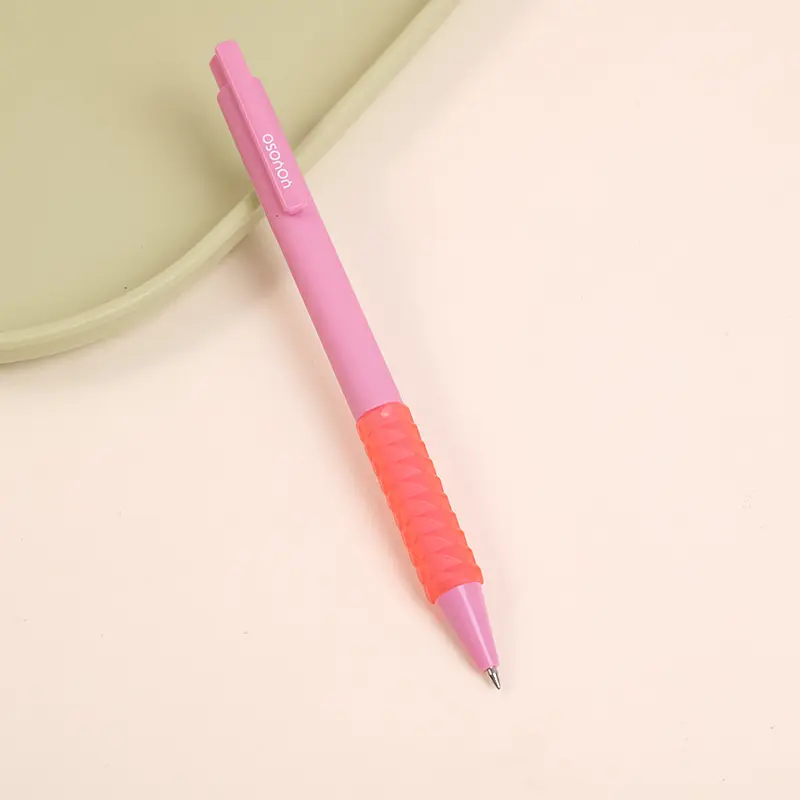 Soft grip pink simple gel pen 0.5mm-blac