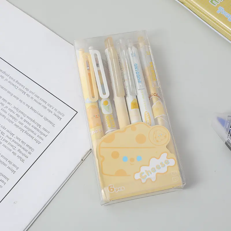 Cheese diary clickable gel pen 6pcs set-