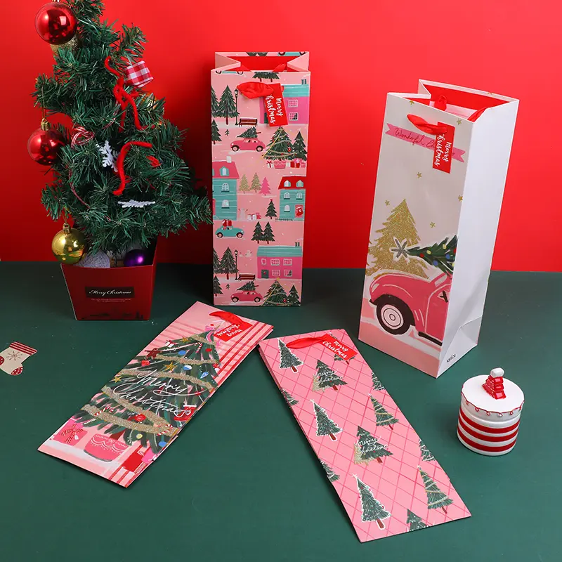 Christmas party gift and wine bag